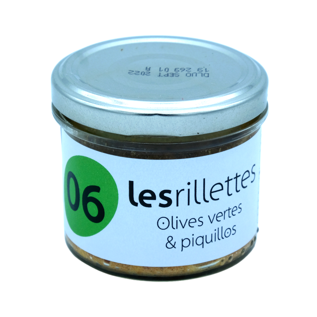 Rillettes vom Schwein mit grünen Oliven und Piquillos